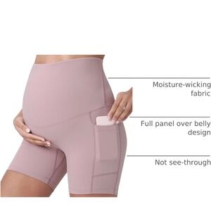 Maternity yoga shorts over the belly- brand new with tag pink
